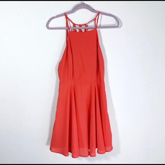 Coral strappy open back Lulus dress - Picture 2 of 4